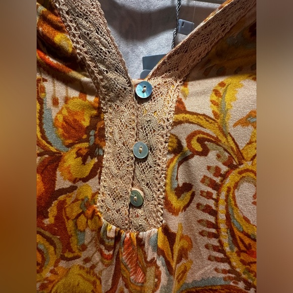 NWT Daniel Rainn Burnt Orange Paisley Button Down Top - Picture 3 of 6